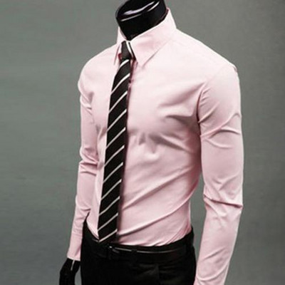 Moodsad meeste särgid Kleit ühevärvilised, pikkade varrukatega nööpidega särk Õhukesed ametlikud ärisärgid Top väike suurus