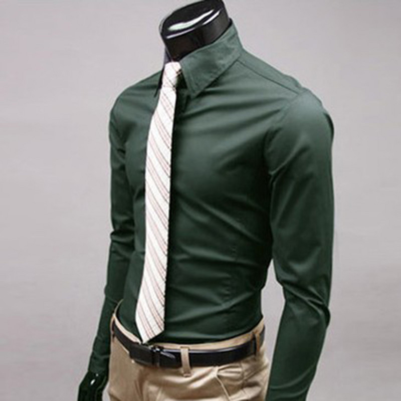 Moodsad meeste särgid Kleit ühevärvilised, pikkade varrukatega nööpidega särk Õhukesed ametlikud ärisärgid Top väike suurus