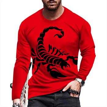 Μονόχρωμο Scorpion 3d Print Ανδρικό ανδρικό μπλουζάκι με λαιμόκοψη casual μακρυμάνικο μπλουζάκι ανδρικό πουλόβερ μόδας