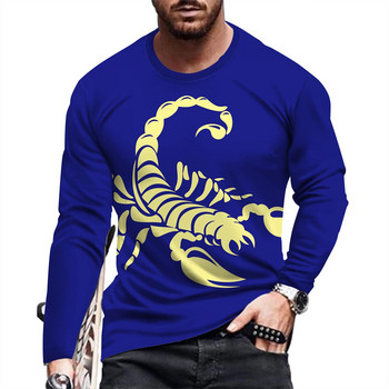 Μονόχρωμο Scorpion 3d Print Ανδρικό ανδρικό μπλουζάκι με λαιμόκοψη casual μακρυμάνικο μπλουζάκι ανδρικό πουλόβερ μόδας