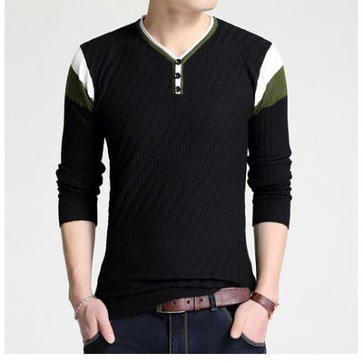 Stiilne V-kaelusega nööbiga silmkoeline avar kampsun Meeste rõivad 2022. aasta sügis, uued ülisuured vabaaja pulloverid Korea topid