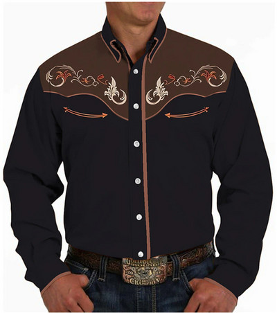 Ανδρικό πουκάμισο με λουλούδια με λουλουδάτο μοτίβο στο δρόμο με μακρυμάνικο τύπωμα κουμπιών μόδας Μόδα Σχεδιαστής μόδας Western