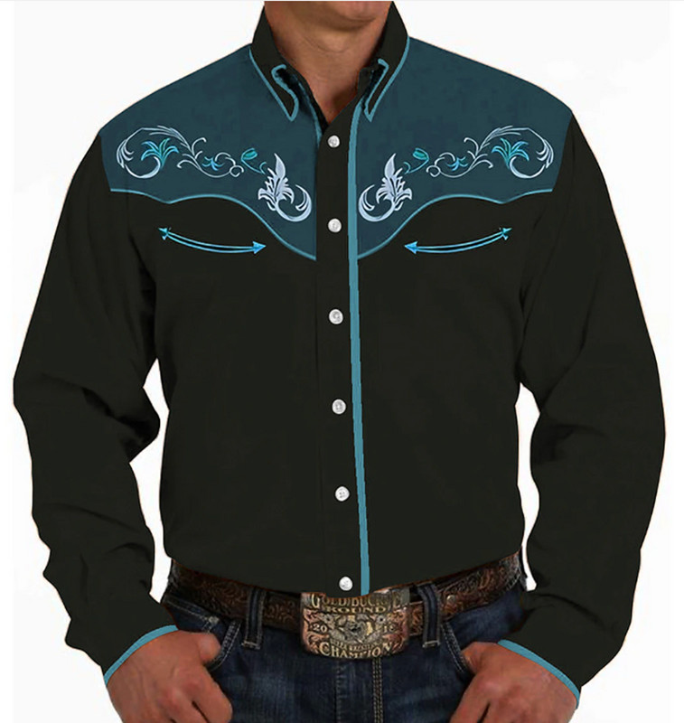 Ανδρικό πουκάμισο με λουλούδια με λουλουδάτο μοτίβο στο δρόμο με μακρυμάνικο τύπωμα κουμπιών μόδας Μόδα Σχεδιαστής μόδας Western