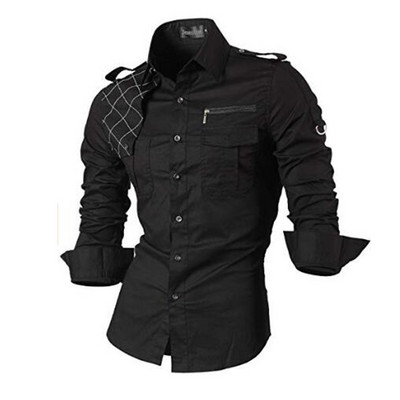 Jeansian muške ležerne svečane košulje Fashion Designer Elegantne dugih rukava 8371 Black2