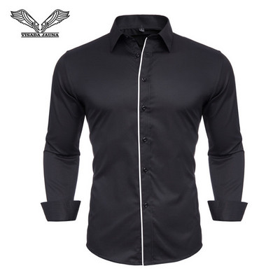 VISADA JAUNA Meeste särgid Euroopa Suurus Uustulnukad Slim Fit meeste särk Solid pikkade varrukatega Briti stiilis puuvillane meeste särk Kontor