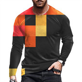 Daily Street T-shirt Large Loose T-shirt Ανδρικά ρούχα Ανδρικά μπλουζάκια με ρίγες Ρετρό 3D εκτύπωση μακρυμάνικο Top Fashion