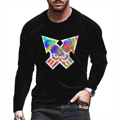 Daily Street T-shirt Large Loose T-shirt Ανδρικά ρούχα Ανδρικά μπλουζάκια με ρίγες Ρετρό 3D εκτύπωση μακρυμάνικο Top Fashion