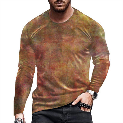 Daily Street T-shirt Large Loose T-shirt Ανδρικά ρούχα Ανδρικά μπλουζάκια με ρίγες Ρετρό 3D εκτύπωση μακρυμάνικο Top Fashion
