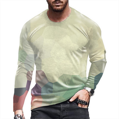 Daily Street T-shirt Large Loose T-shirt Ανδρικά ρούχα Ανδρικά μπλουζάκια με ρίγες Ρετρό 3D εκτύπωση μακρυμάνικο Top Fashion