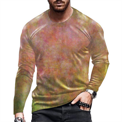 Daily Street T-shirt Large Loose T-shirt Ανδρικά ρούχα Ανδρικά μπλουζάκια με ρίγες Ρετρό 3D εκτύπωση μακρυμάνικο Top Fashion