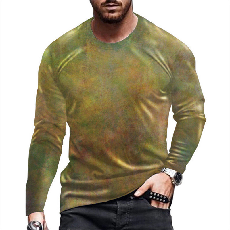Daily Street T-shirt Large Loose T-shirt Ανδρικά ρούχα Ανδρικά μπλουζάκια με ρίγες Ρετρό 3D εκτύπωση μακρυμάνικο Top Fashion