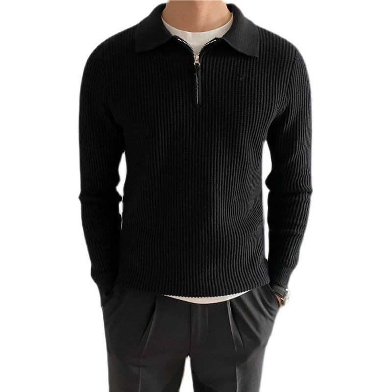 Φθινόπωρο και χειμώνας 2023 Νέο ανδρικό πλεκτό βαμβακερό πουλόβερ με μακρυμάνικο πλεκτό πουλόβερ casual mock λαιμόκοψη Πουλόβερ με μισό φερμουάρ Top Knitwear D211