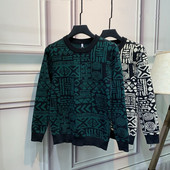 Majica kratkih rukava s geometrijskim uzorkom vrhunske kvalitete, korejska uska majica s donjim dijelom, ulična odjeća, pleteni džemper s printom slova, muška majica