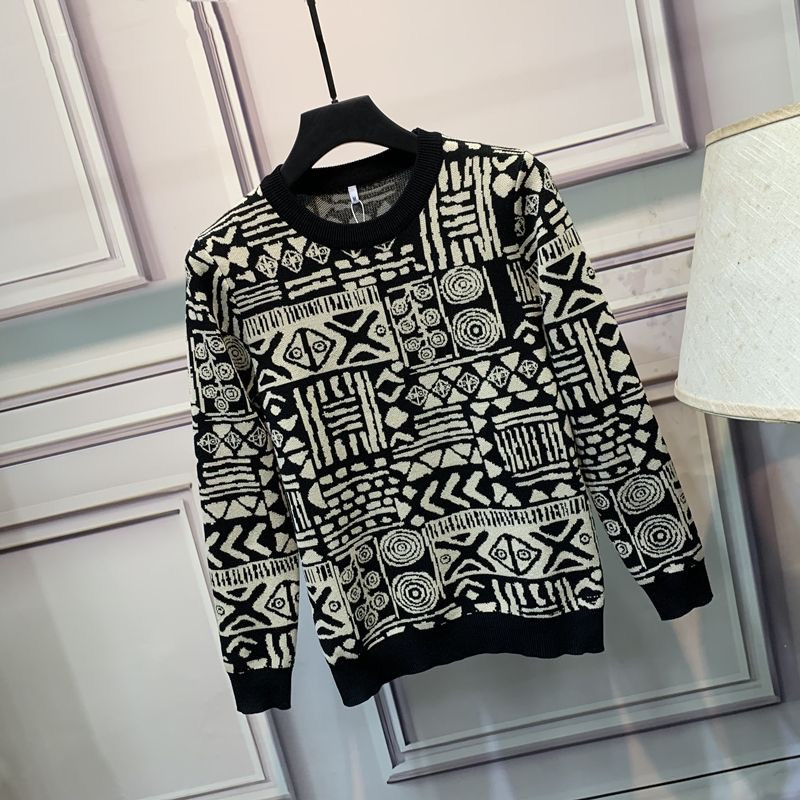 Majica kratkih rukava s geometrijskim uzorkom vrhunske kvalitete, korejska uska majica s donjim dijelom, ulična odjeća, pleteni džemper s printom slova, muška majica