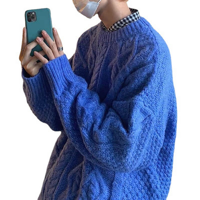 Φθινοπωρινό Χειμωνιάτικο Πλεκτό Πουλόβερ Εξωτερικό Φόρεμα Ανδρικό με λαιμόκοψη Loose Harajuku Ugly Πουλόβερ Αγόρι Πουλόβερ Ανδρικά Ανδρικά ρούχα Oversize