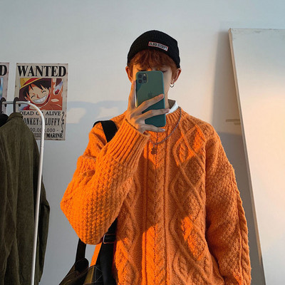 Φθινοπωρινό Χειμωνιάτικο Πλεκτό Πουλόβερ Εξωτερικό Φόρεμα Ανδρικό με λαιμόκοψη Loose Harajuku Ugly Πουλόβερ Αγόρι Πουλόβερ Ανδρικά Ανδρικά ρούχα Oversize