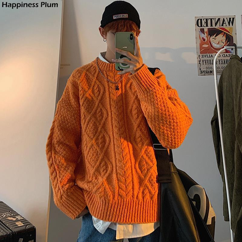 Φθινοπωρινό Χειμωνιάτικο Πλεκτό Πουλόβερ Εξωτερικό Φόρεμα Ανδρικό με λαιμόκοψη Loose Harajuku Ugly Πουλόβερ Αγόρι Πουλόβερ Ανδρικά Ανδρικά ρούχα Oversize