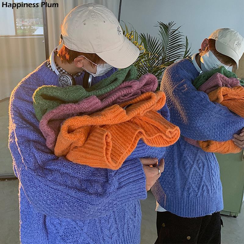 Φθινοπωρινό Χειμωνιάτικο Πλεκτό Πουλόβερ Εξωτερικό Φόρεμα Ανδρικό με λαιμόκοψη Loose Harajuku Ugly Πουλόβερ Αγόρι Πουλόβερ Ανδρικά Ανδρικά ρούχα Oversize