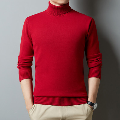 Nova zima 2022., muška topla bijela pulover s dolčevitom, modna, ležerna, jednobojna, debela majica visoke kvalitete, muška marka odjeće