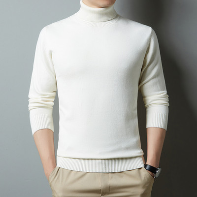Nova zima 2022., muška topla bijela pulover s dolčevitom, modna, ležerna, jednobojna, debela majica visoke kvalitete, muška marka odjeće
