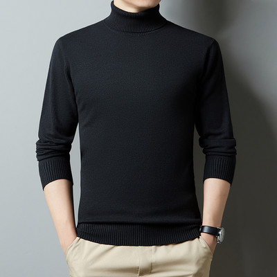 Nova zima 2022., muška topla bijela pulover s dolčevitom, modna, ležerna, jednobojna, debela majica visoke kvalitete, muška marka odjeće