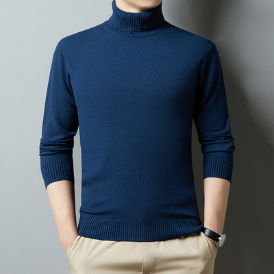 Nova zima 2022., muška topla bijela pulover s dolčevitom, modna, ležerna, jednobojna, debela majica visoke kvalitete, muška marka odjeće