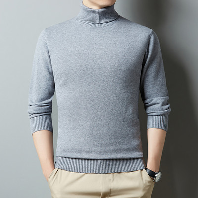 Nova zima 2022., muška topla bijela pulover s dolčevitom, modna, ležerna, jednobojna, debela majica visoke kvalitete, muška marka odjeće