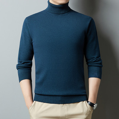 Nova zima 2022., muška topla bijela pulover s dolčevitom, modna, ležerna, jednobojna, debela majica visoke kvalitete, muška marka odjeće