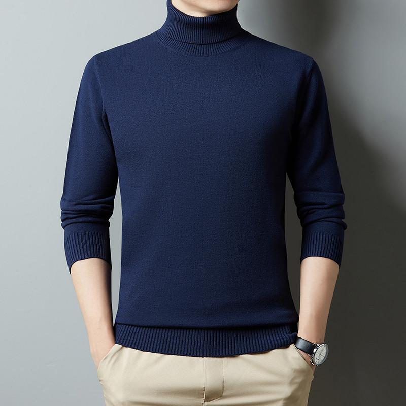 Nova zima 2022., muška topla bijela pulover s dolčevitom, modna, ležerna, jednobojna, debela majica visoke kvalitete, muška marka odjeće