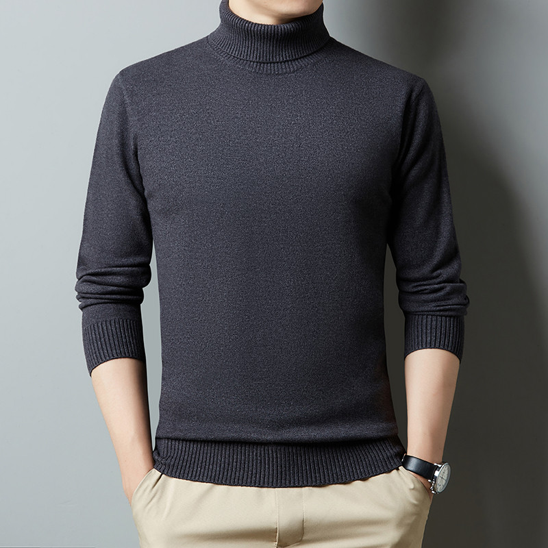 Nova zima 2022., muška topla bijela pulover s dolčevitom, modna, ležerna, jednobojna, debela majica visoke kvalitete, muška marka odjeće