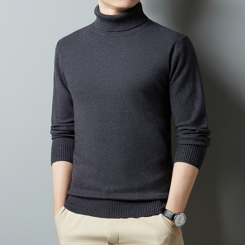 Nova zima 2022., muška topla bijela pulover s dolčevitom, modna, ležerna, jednobojna, debela majica visoke kvalitete, muška marka odjeće