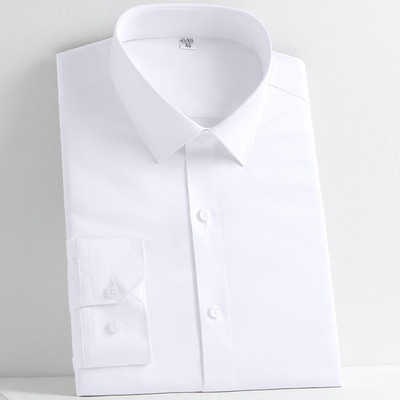 Meeste veniv sile pikkade varrukatega soliidne kleit-särk ilma taskuta Mugavad kortsudeta standardsärgid