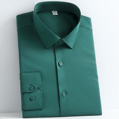 Meeste veniv sile pikkade varrukatega soliidne kleit-särk ilma taskuta Mugavad kortsudeta standardsärgid