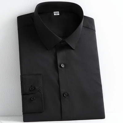 Meeste veniv sile pikkade varrukatega soliidne kleit-särk ilma taskuta Mugavad kortsudeta standardsärgid