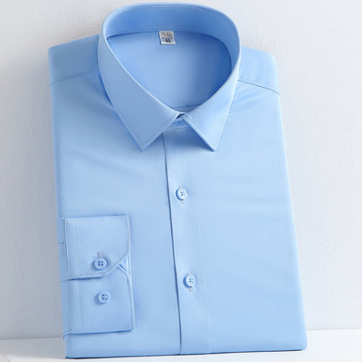 Meeste veniv sile pikkade varrukatega soliidne kleit-särk ilma taskuta Mugavad kortsudeta standardsärgid