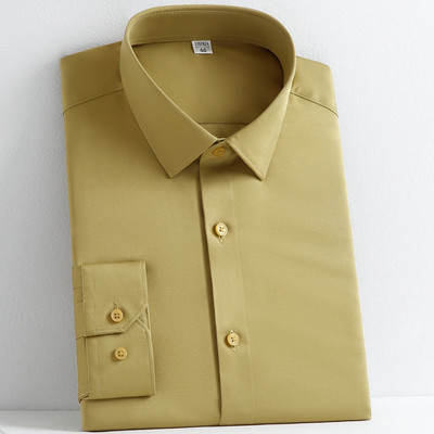 Meeste veniv sile pikkade varrukatega soliidne kleit-särk ilma taskuta Mugavad kortsudeta standardsärgid