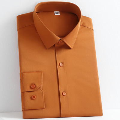 Meeste veniv sile pikkade varrukatega soliidne kleit-särk ilma taskuta Mugavad kortsudeta standardsärgid