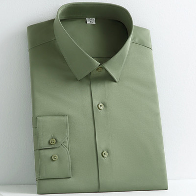 Meeste veniv sile pikkade varrukatega soliidne kleit-särk ilma taskuta Mugavad kortsudeta standardsärgid