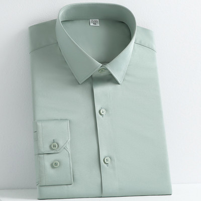 Meeste veniv sile pikkade varrukatega soliidne kleit-särk ilma taskuta Mugavad kortsudeta standardsärgid