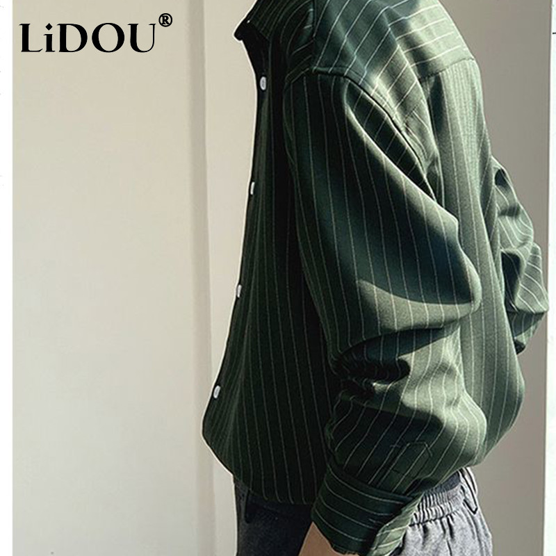 2023. aasta uus Korea moe sügissärgid Meeste äriline vabaaja korralik ja võimekas hipsteri tänava Inglismaa stiil elegantne triibuline riietus