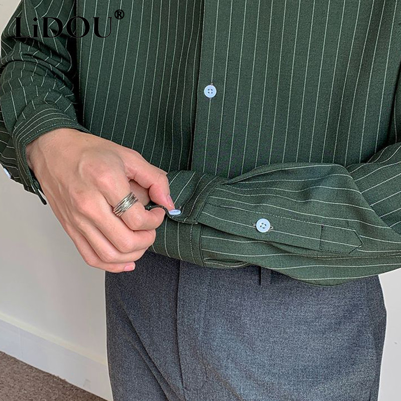 2023. aasta uus Korea moe sügissärgid Meeste äriline vabaaja korralik ja võimekas hipsteri tänava Inglismaa stiil elegantne triibuline riietus