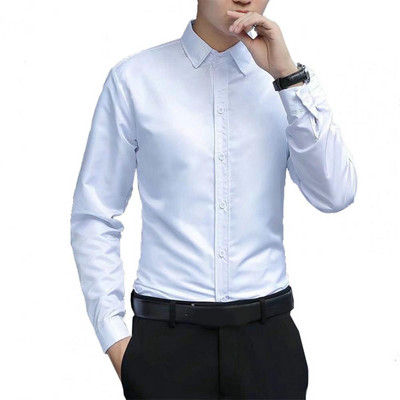 Egyszínű ing Formális férfi üzleti ing hosszú ujjú öltöny ing Slim Fit férfi társasági alkalmi üzleti ingek Férfi blézer ing