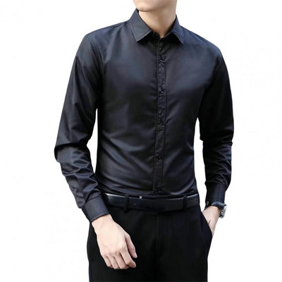 Egyszínű ing Formális férfi üzleti ing hosszú ujjú öltöny ing Slim Fit férfi társasági alkalmi üzleti ingek Férfi blézer ing