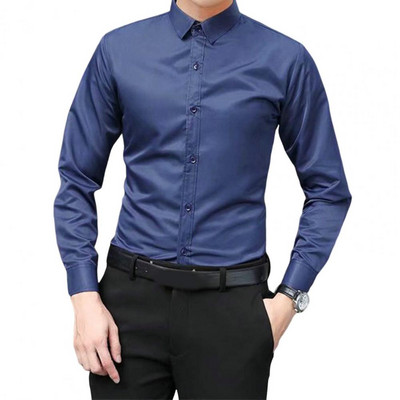 Egyszínű ing Formális férfi üzleti ing hosszú ujjú öltöny ing Slim Fit férfi társasági alkalmi üzleti ingek Férfi blézer ing