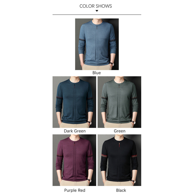 BROWON 2023 φθινοπωρινά μαύρα πουλόβερ Ανδρικά ριγέ, στρογγυλά μακρυμάνικα ζακάρ πουλόβερ με ύφανση Ανδρικά ρούχα καθημερινής ηλικίας