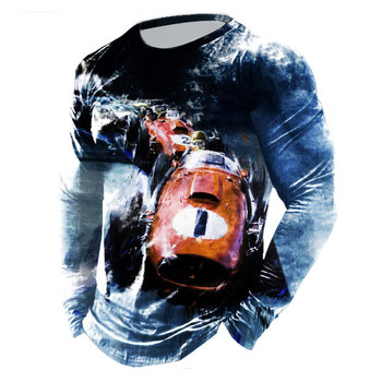 Ανδρικά μπλουζάκια με μακρυμάνικη λαιμόκοψη ρετρό μόδας 3D ανδρικό πουλόβερ Casual με λαιμόκοψη Ανοιξιάτικο φθινόπωρο φαρδιά μπλουζάκια Ανδρικά ρούχα