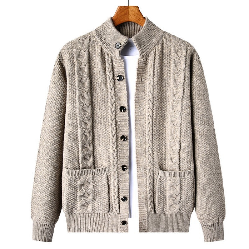 2023. aasta sügis, uus vabaajamood, mitmekülgne paksendatud silmkoeline kardigan ühevärviline pikkade varrukatega kampsun