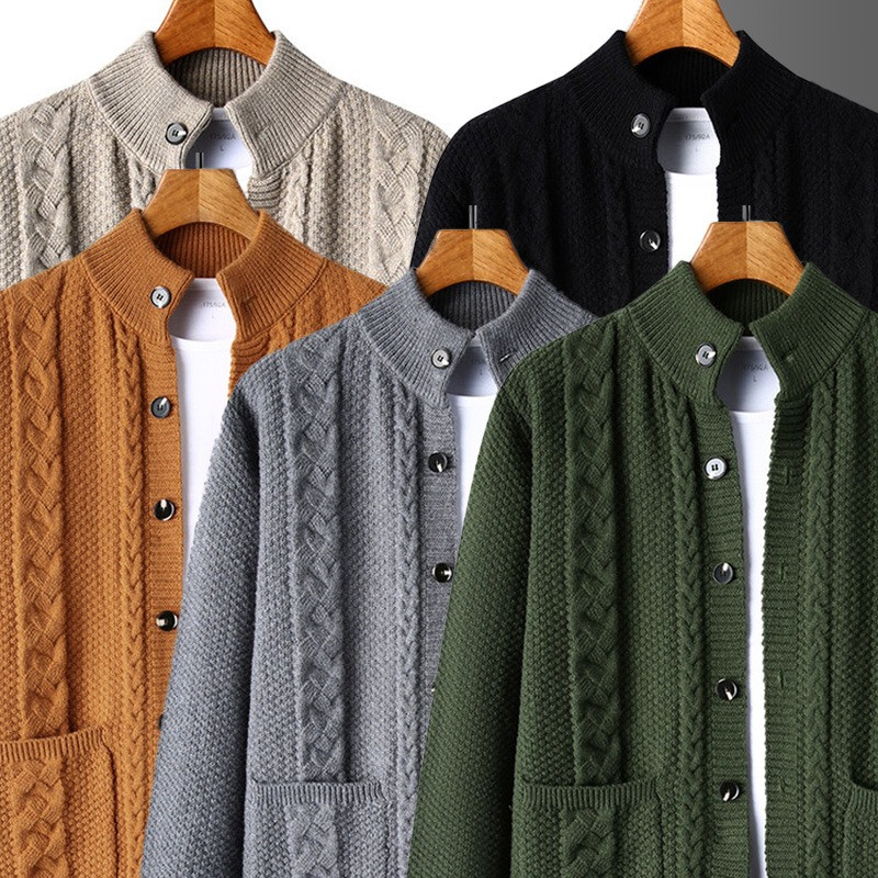 2023. aasta sügis, uus vabaajamood, mitmekülgne paksendatud silmkoeline kardigan ühevärviline pikkade varrukatega kampsun