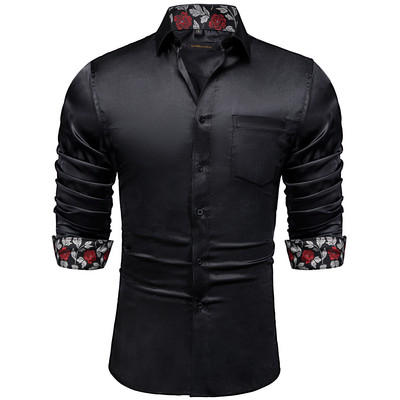 Luksuslik veniv, satiin hõbedane soliidsed särgid meestele pikkade varrukatega valge sinine punane pulmapeokleit särk pluus meeste rõivad