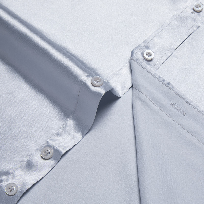 Luksuslik veniv, satiin hõbedane soliidsed särgid meestele pikkade varrukatega valge sinine punane pulmapeokleit särk pluus meeste rõivad